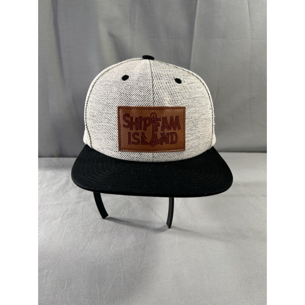 NVD Records Ship Fam Island SnapBack Black and Tan Hat OSFM With Flaw